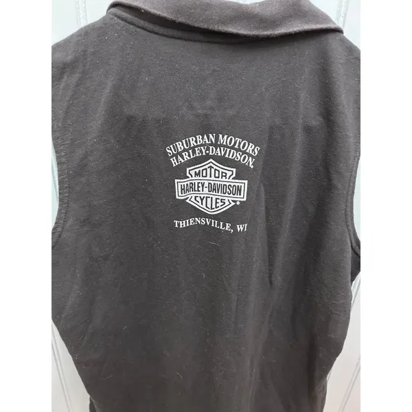 Harley Davidson Womens‎ Vest Full Zip Black Gray Stripe Logo Casual Size L - Image 3