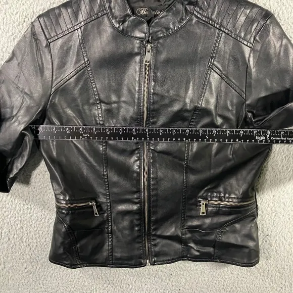Baccini Faux Leather Jacket Women‎ Medium Petite Motorcycle - Image 6