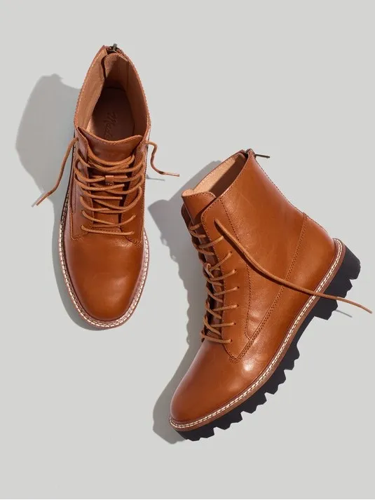 Madewell The Citywalk Lugsole Lace-Up Boot Leather Size 9 NWOB - Image 3