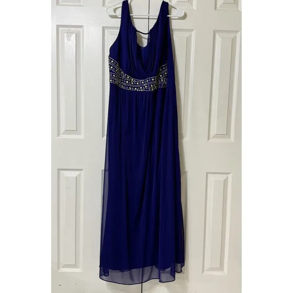 ONYX NITE Roral Blue Embellished Maxi Dress Made In‎ USA - Sz 18W - Image 2