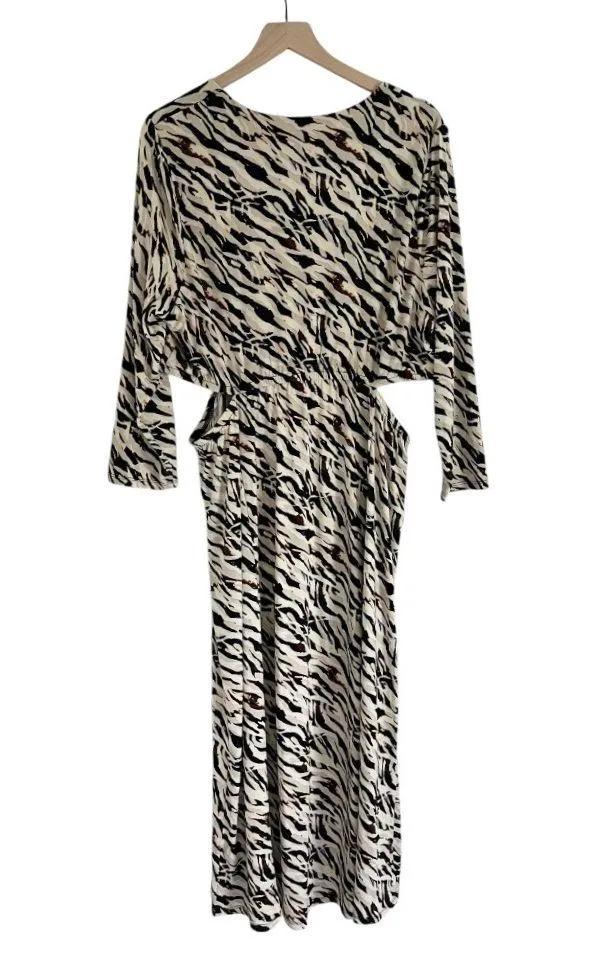 Torrid NWT Maxi Studio Knit Midi Dress Watercolor Zebra Tan Brown Orange Size 2X - Image 6