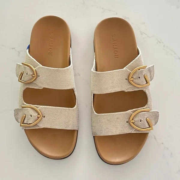 ROTHY'S The Buckle Slide Sandals in Sea Salt Size 7 - Image 3