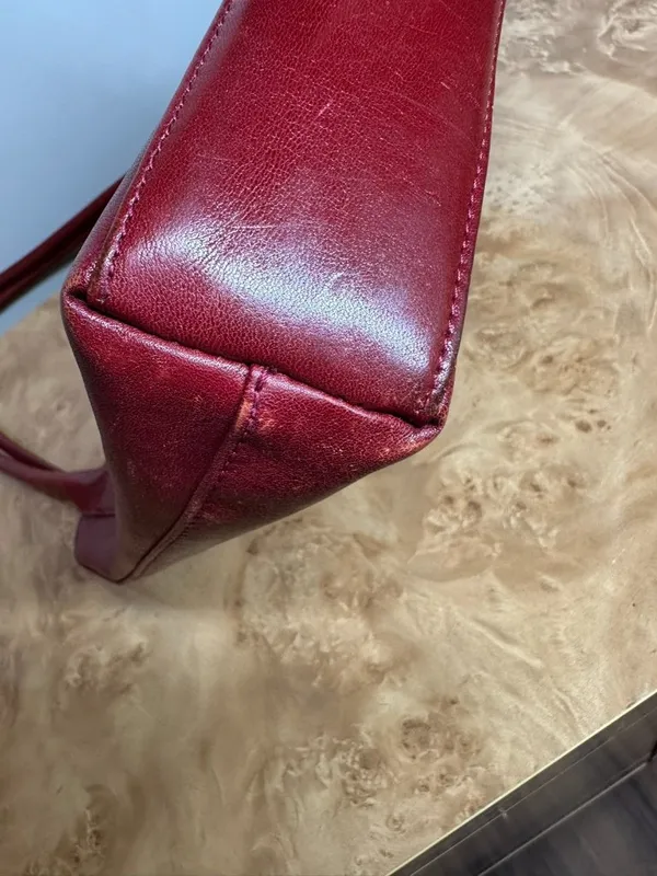 Vintage HOBO International Red Leather Shoulder Bag Tote Purse Minimalist Y2K - Image 8