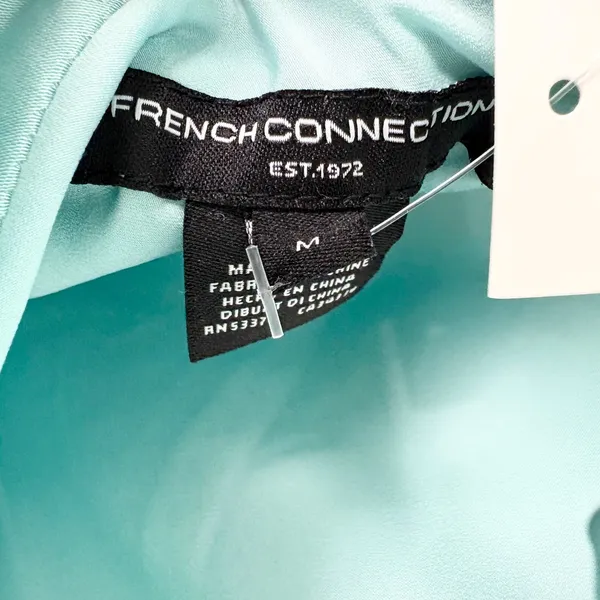 French Connection Oona Satin Strapless Midi Dress Pastel Turquoise Size Medium - Image 5