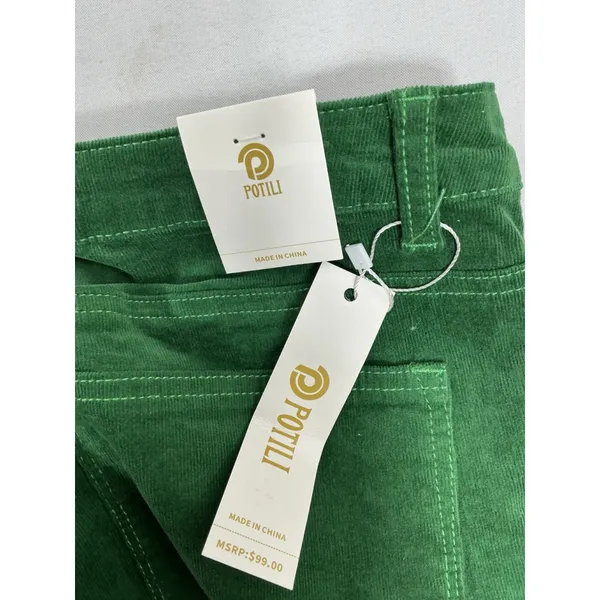 Womans NWT Potili Green Cordoury Flared Pants 16 Button Fly - Image 3