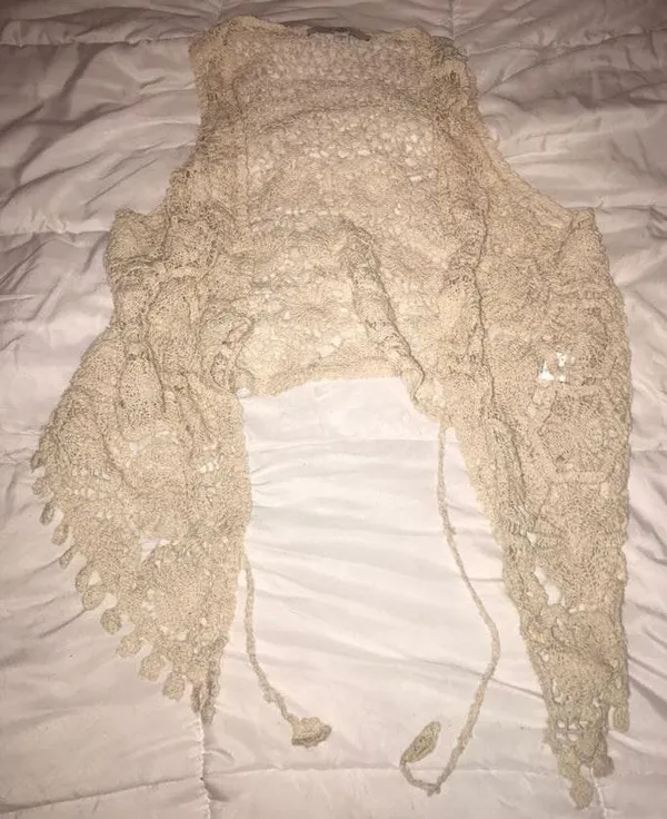 Crotchet Vest Tan Size L - Image 2