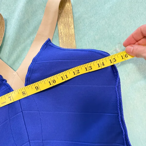 👑 VENUS Royal Blue & Gold Bandage Bodycon Mini Dress | Size S 💙✨ - Image 11