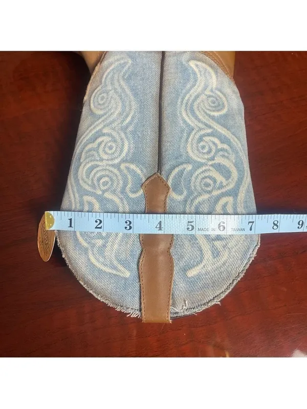 Corral Women's Saddle Cowhide Square Toe Western Boots Denim Embroidery Sz 10 - Image 9