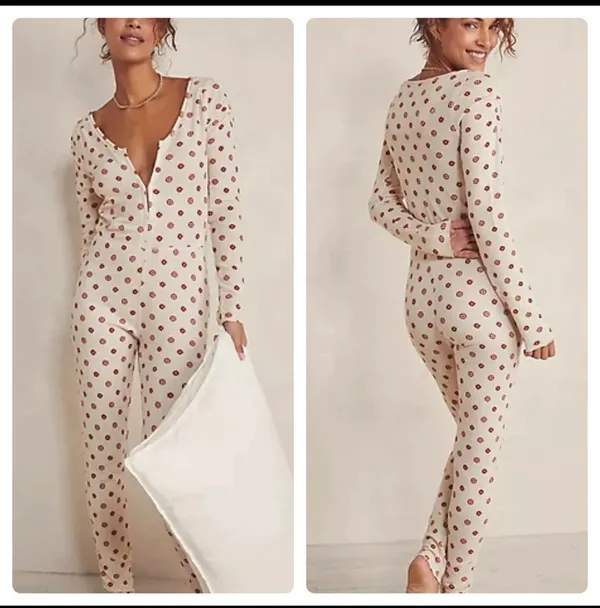 Free People SMALL Home Alone Long Johns In Warm Combo BNWTS - Image 2
