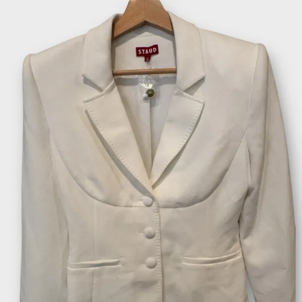 NEW STAUD Carson Paneled Stretch-Crepe Blazer Size Medium - Image 7