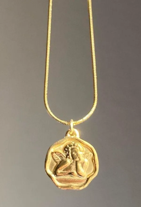 Habitat Handmade gold tone stainless steel Angel cherub goth cute chic necklace👼💗 - Image 3