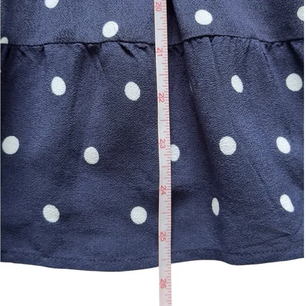 LOFT Women's Navy Polka Dot Sleeveless V-Neck Peplum Blouse Size L casual - Image 6