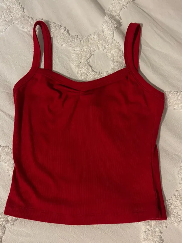 Princess Polly Red Ribbed Crop Tank - Image 5
