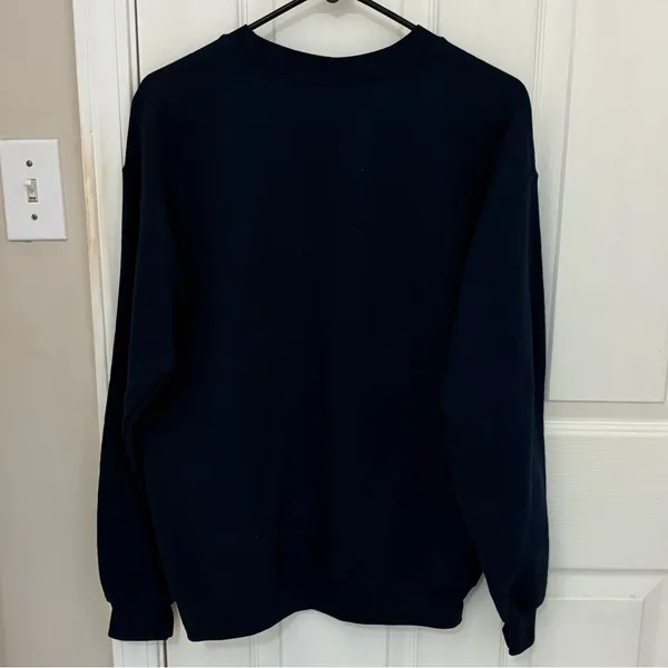 Gildan Fall Themed Screen Print Crewneck Sweatshirt in Navy - Image 4