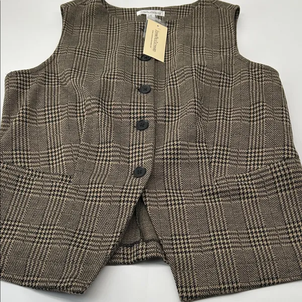 JohnPaulRichard Brown Plaid Blouse Size M - Image 11