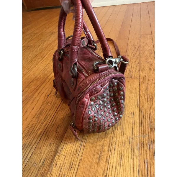 Frye Satchel Bag Womens Mini Red Leather Studded Crossbody - Image 7