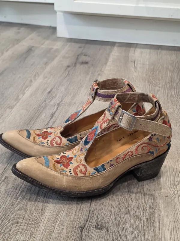 Old Gringo Deborah Rico Bone Leather Floral Embroidered Heels Size 9.5 - Image 15