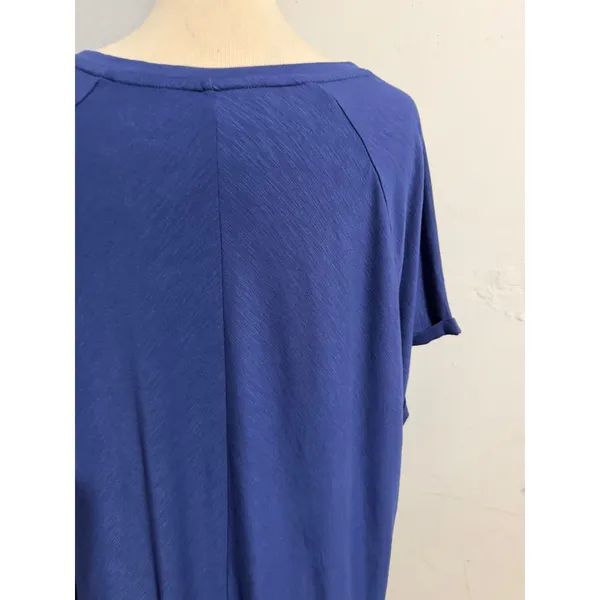 Ava & Viv Womens 3X T-Shirt Cobalt Blue V-Neck Slub Knit High-Low Cuffed Comfort - Image 11