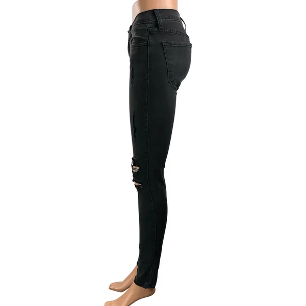 Flying Monkey Women's Black Low Rise Distressed Skinny Denim Jeans Size 26 - Image 2