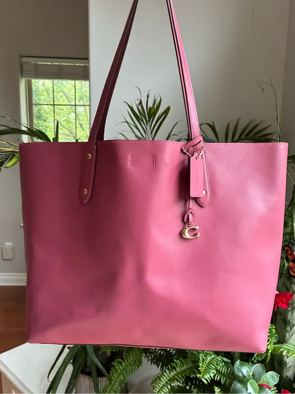 Coach Central Leather Tote 39, Peony Pink / Gold - Image 2