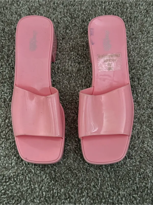 Charlotte Russe Pink Jelly Platform Block Heel Mule Sandals Y2K Size 7 - Image 8