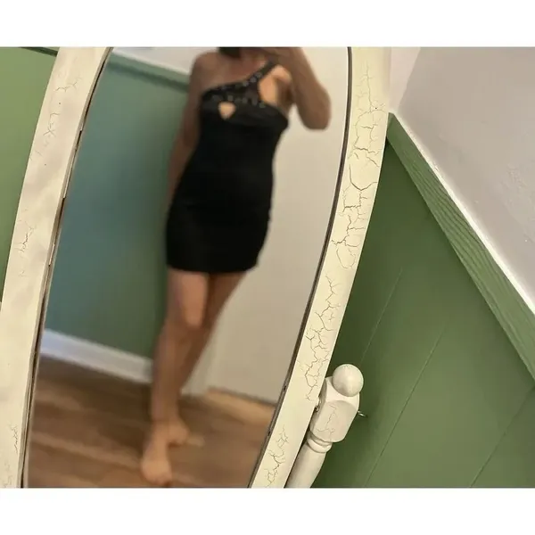 2b Bebe Black One-Shoulder Bodycon Dress XS Lace-Up Neckline Party Clubwear - Image 6