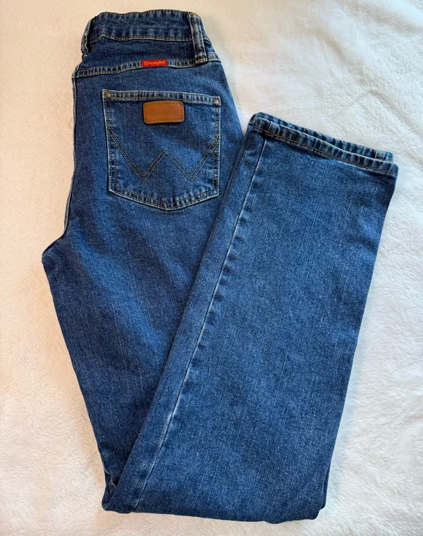 Wrangler Women’s Blue Mid Rise Stretch Denim Straight Jeans S size 3x32 - Image 9