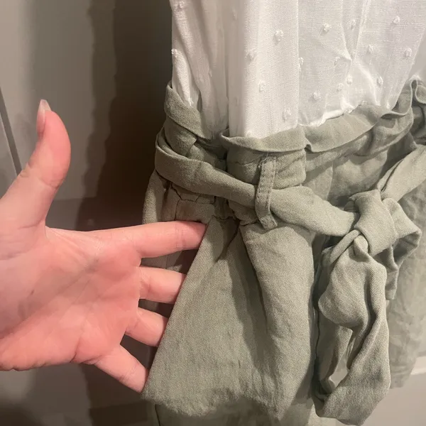 White & Sage Green Romper - Image 3
