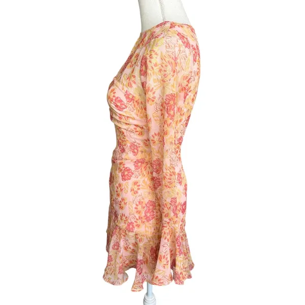 Selfie Leslie Adalia floral bell sleeve mini Dress Pink wedding feminine size S - Image 4