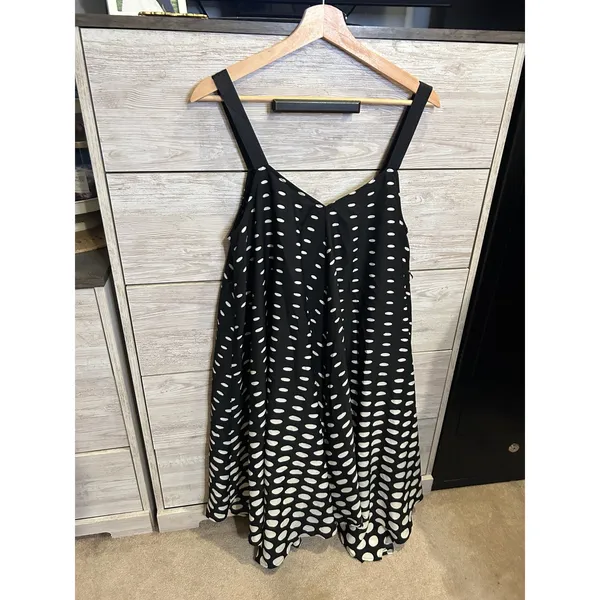 Jessica Simpson Maternity Polka Dot Midi Dress Black White Sleeveless Large - Image 5