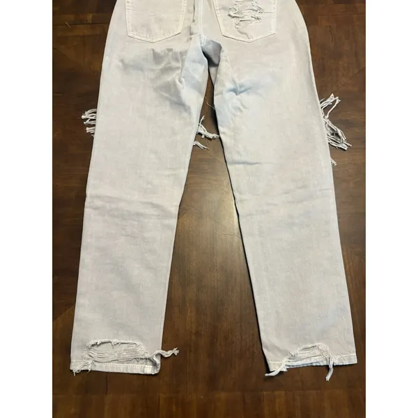 American Eagle Outfitters Distressed Ripped Gray Jeans Size 4 Regular Mom Jeans - Image 4