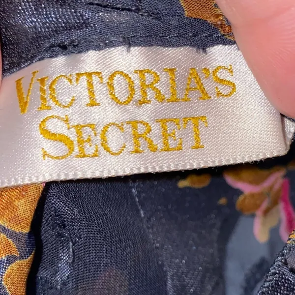 Vintage Victoria’s Secret Floral Slip Dress Navy‎ Pink Grunge Y2K M Gold Label - Image 4