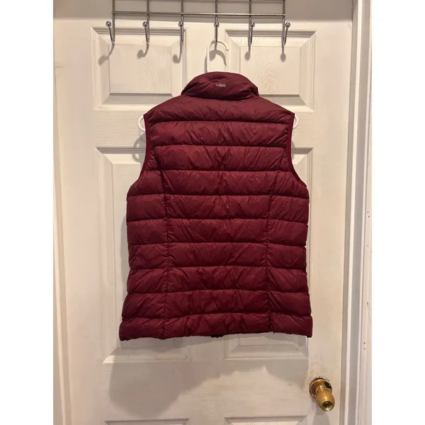 Eddie Bauer EB650 Womens Large Burgundy Down Puffer Vest Maroon Quilted Full Zip - Image 4