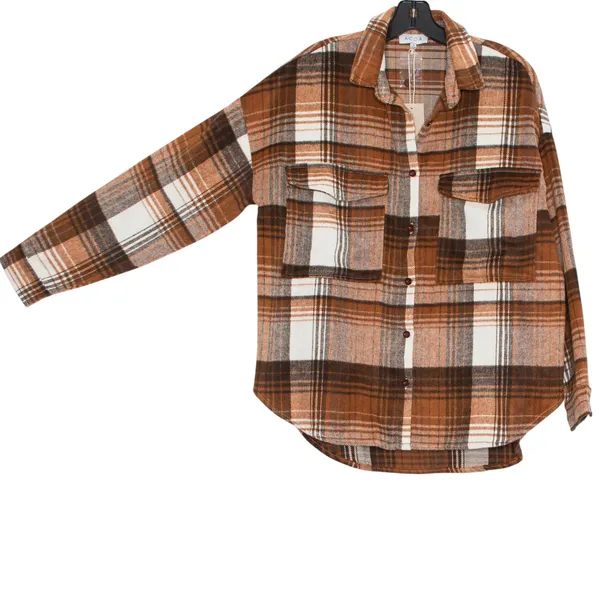 NWT ACOA Shacket Wool Flannel Oversize Y2K Boyfriend Western Button Plaid Small - Image 6