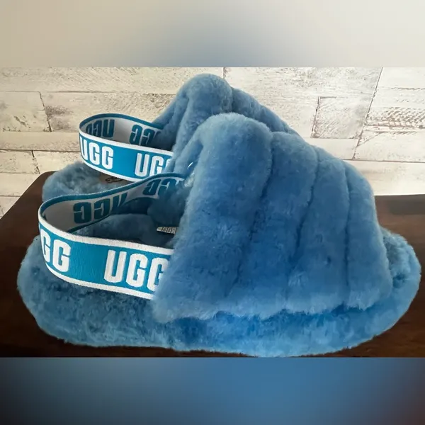 Ugg Fluff Yeah Slide in Bright Blue.  Women’s Size 9 - Image 2