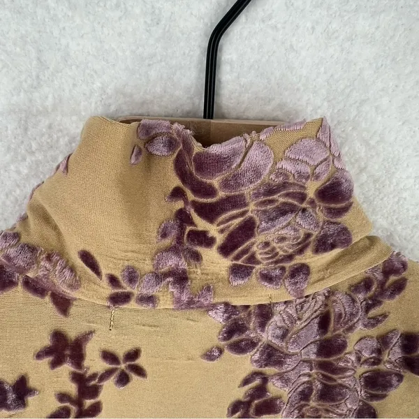 GUIHUA Floral Burnout Velvet Half Zip Mock Neck‎ Sleeveless Top Fairy Feminine - Image 11