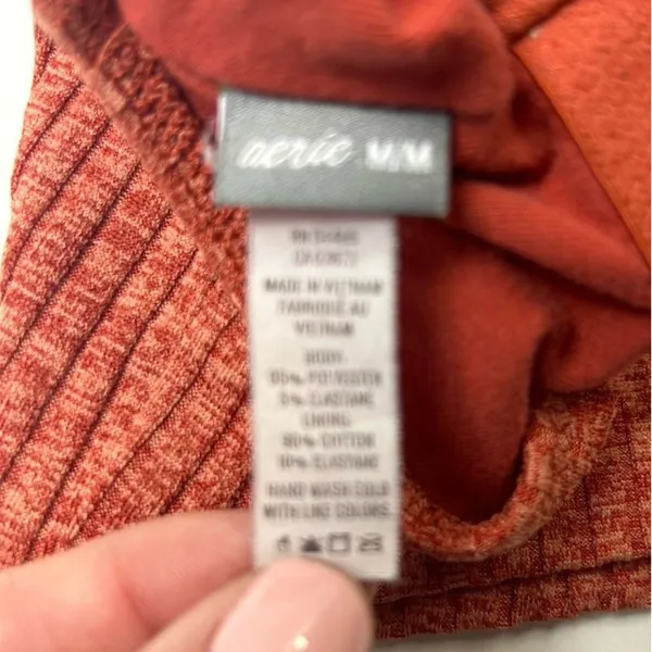 Aerie Women's Chill Longline Bralette M Orange Ribbed‎ Adjustable Straps - Image 3