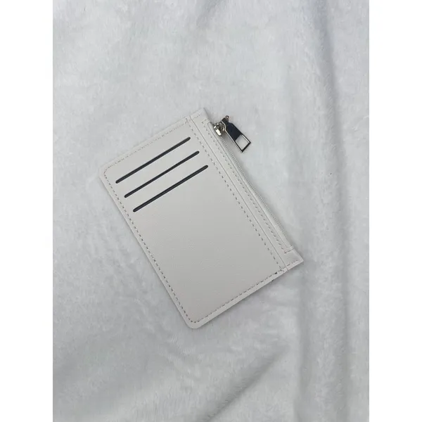 Source Unknown Card Wallet Womens One Size White Faux Leather Zip Around Credit Card Holder - Image 2
