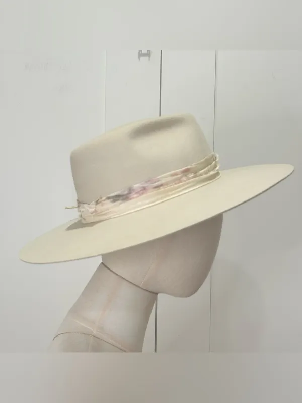 Lovely Bird Montana Fedora Wool Hat Small Cream Feather Boho Chic Western Malibu - Image 5