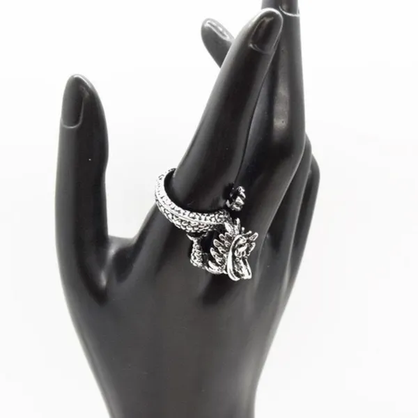 Dragon Punk Ring – Vintage-Inspired Mystical Design, Detailed Silver Dragon - Image 3