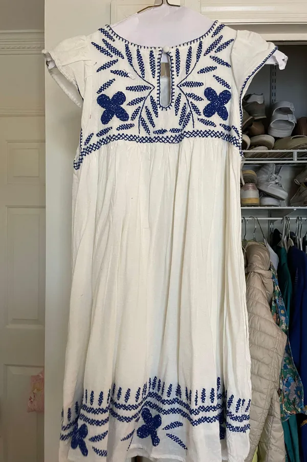 White And Blue Floral Mini Dress - Image 2