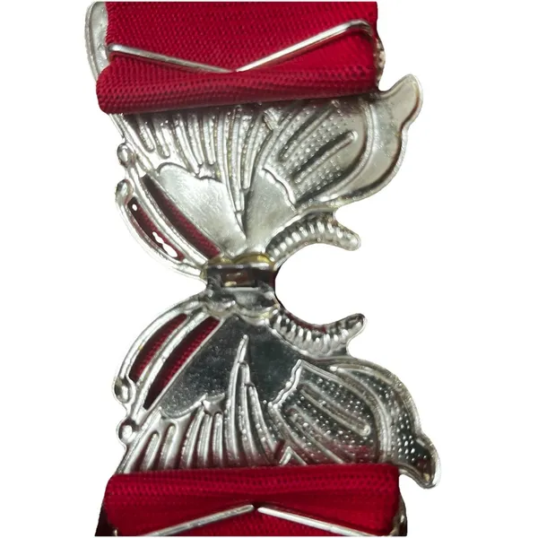 Vintage 80s Gold Tone Butterfly Buckle Red Elastic Stretch Belt - Image 5