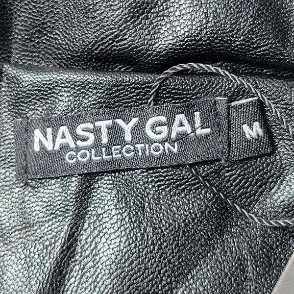 Nasty Gal Collection Black Faux Leather Longline Trench Coat Jacket Women's‎ M - Image 8