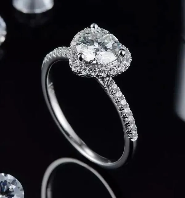 1.06 ct diamond silver 925 logo heard diamond ring - Image 4