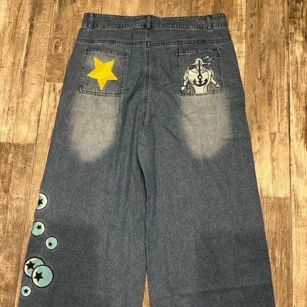 Stylish Blue Embroidered Women's Jeans Size Large - Image 12