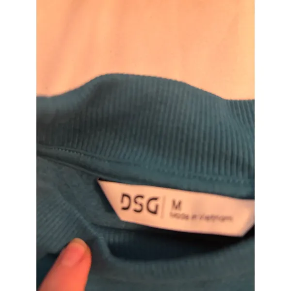DSG Sweatshirt Mockneck Varsity Dark Teal Blue Striped Fleece NWT Medium - Image 4
