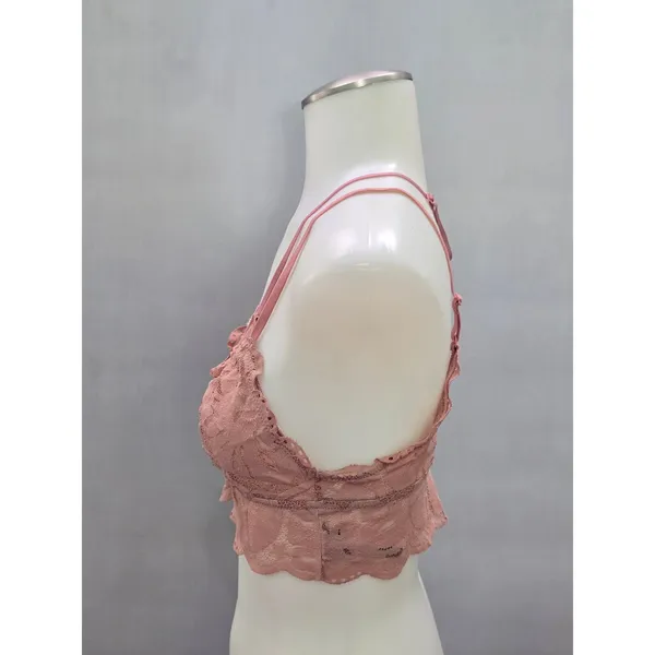 Aerie Pink Whimsy Romantic Boudoir Bridal Cottage Lingerie Lace Bralette Small - Image 3