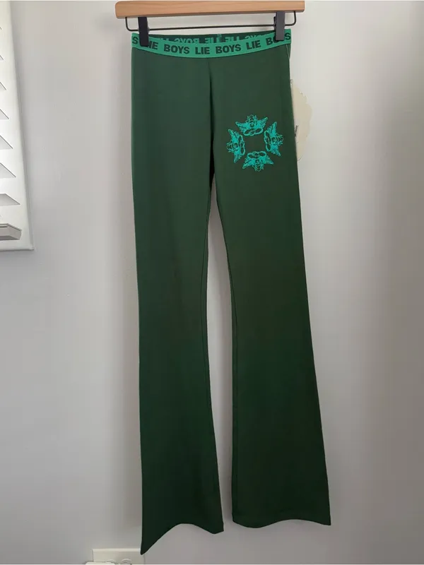 Boys Lie Small NEW Kindling V2 Pants Green Bootcut Lounge Comfy Angels Coquette - Image 2