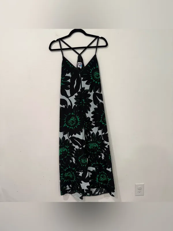 Whit Two Anthropologie Taiyo Green Black Floral Maxi Dress 6P - Image 2