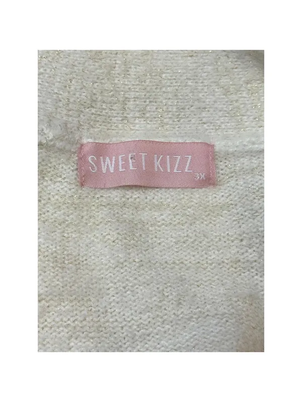 Sweet Kizz 3X Cream Open Front Cardigan Sweater Shimmer Knit Plus Size Cozy Soft - Image 3